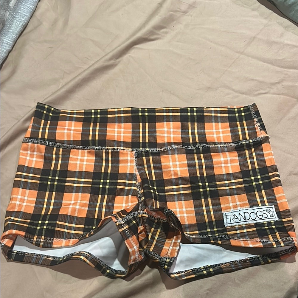 Women's Plaid Shorts - Orange and Black